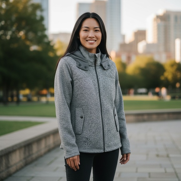 Eddie Bauer Heather Gray Knit Jacket Women’s - Picture 1 of 13